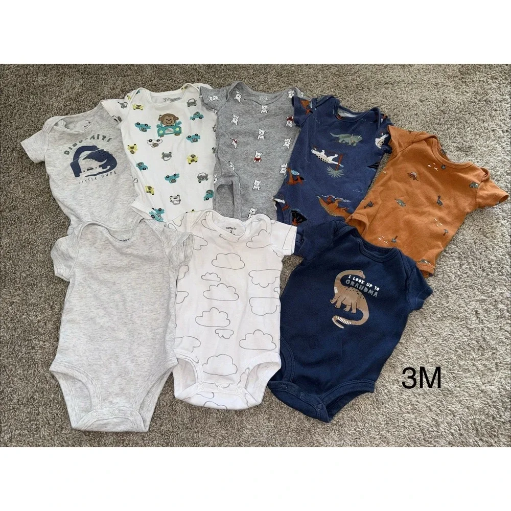 Lot Of 15 Carter's Oneees (5)NB & (8)3M Short‎ Sleeve, (1)0-3 (1)3M Long